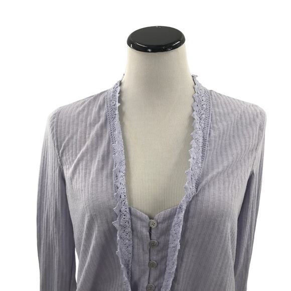 Free People Purple Third Date Ribbed Lace Top - Picture 6 of 12